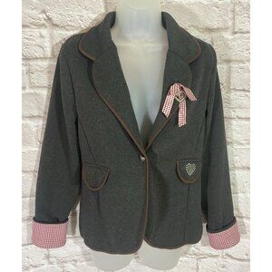 Hailys Madl Collection Blazer Large Jacket Charcoal Gray Contrasting Cuff Studs